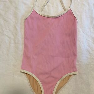 Zulu & Zephyr Mini Pink Ribbed swimsuit- size 5 - GUC